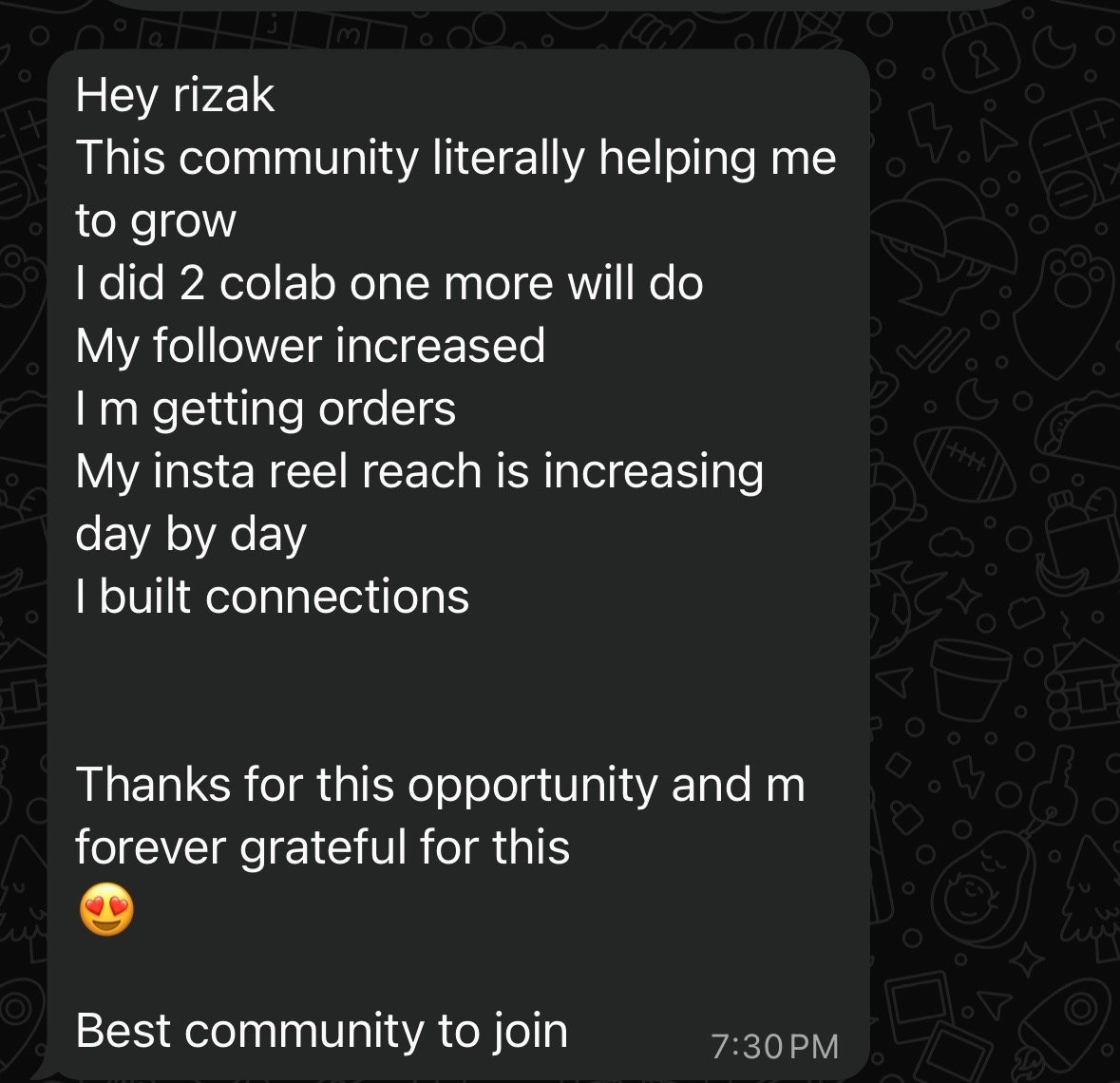 Testimonial screenshot