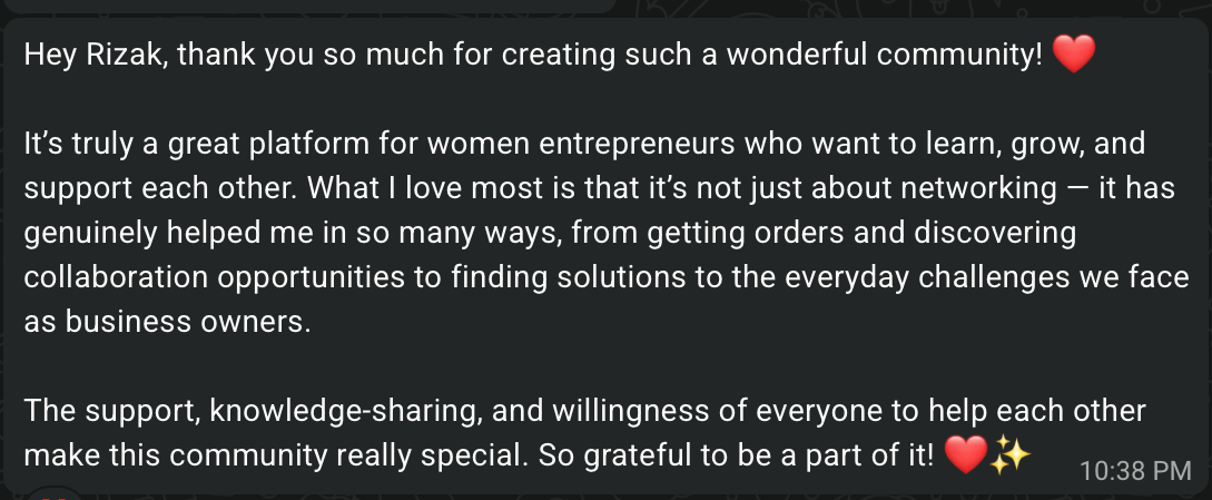 Testimonial screenshot